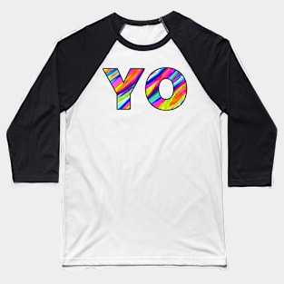 YO design colourful print pattern Baseball T-Shirt
